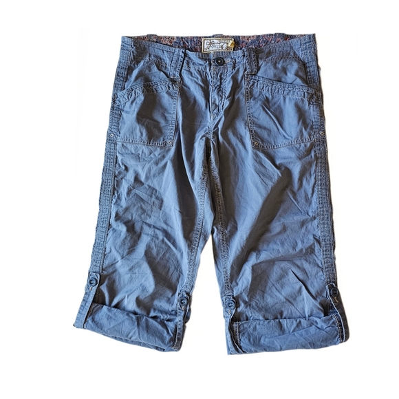 Aventura Cargo Capri Pants Women's Sz 8 100% Organic Cotton Roll Tab Cuffs - Picture 1 of 14